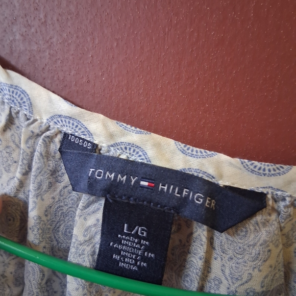 Tommy Hilfiger Cream and Blue Patterned Top - Picture 2 of 5